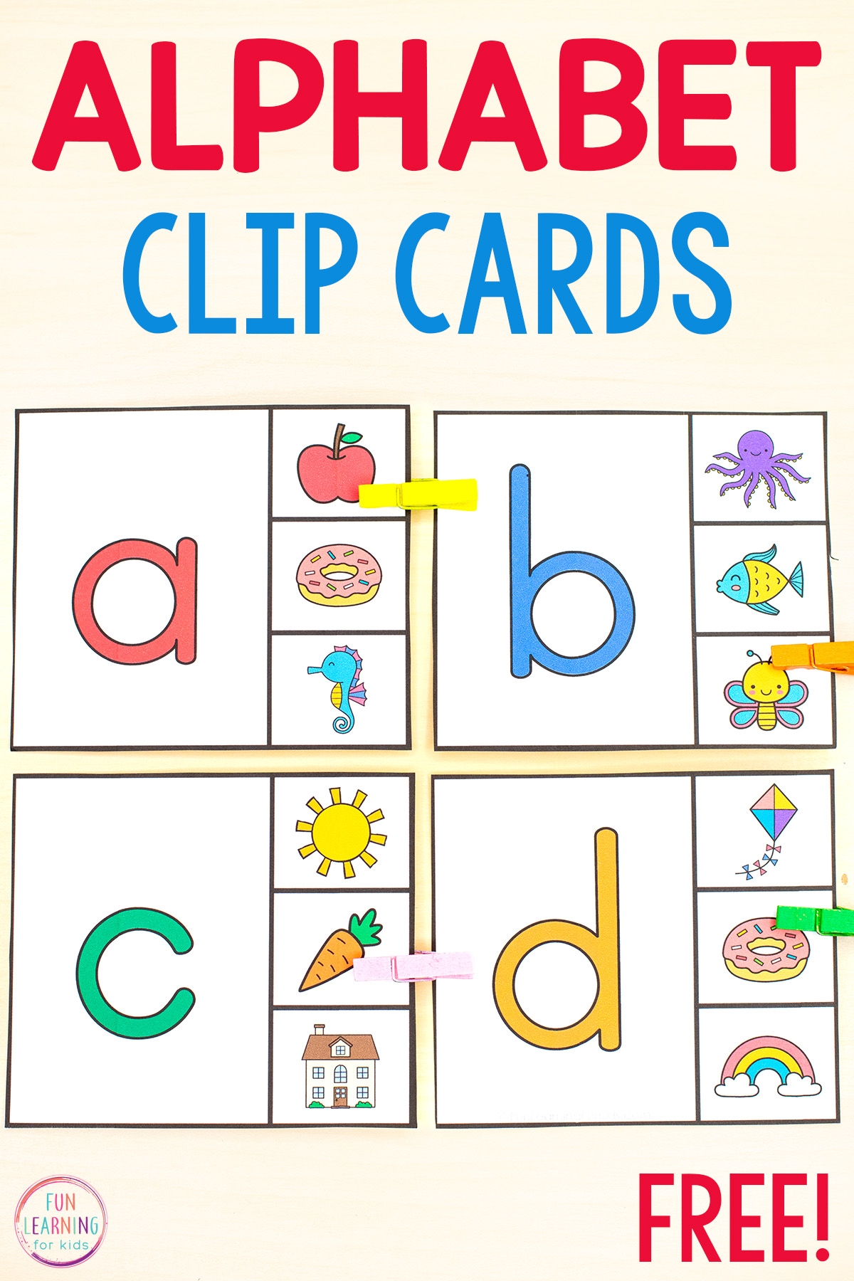 Beginning Sounds Matching Clip Cards Free Printable