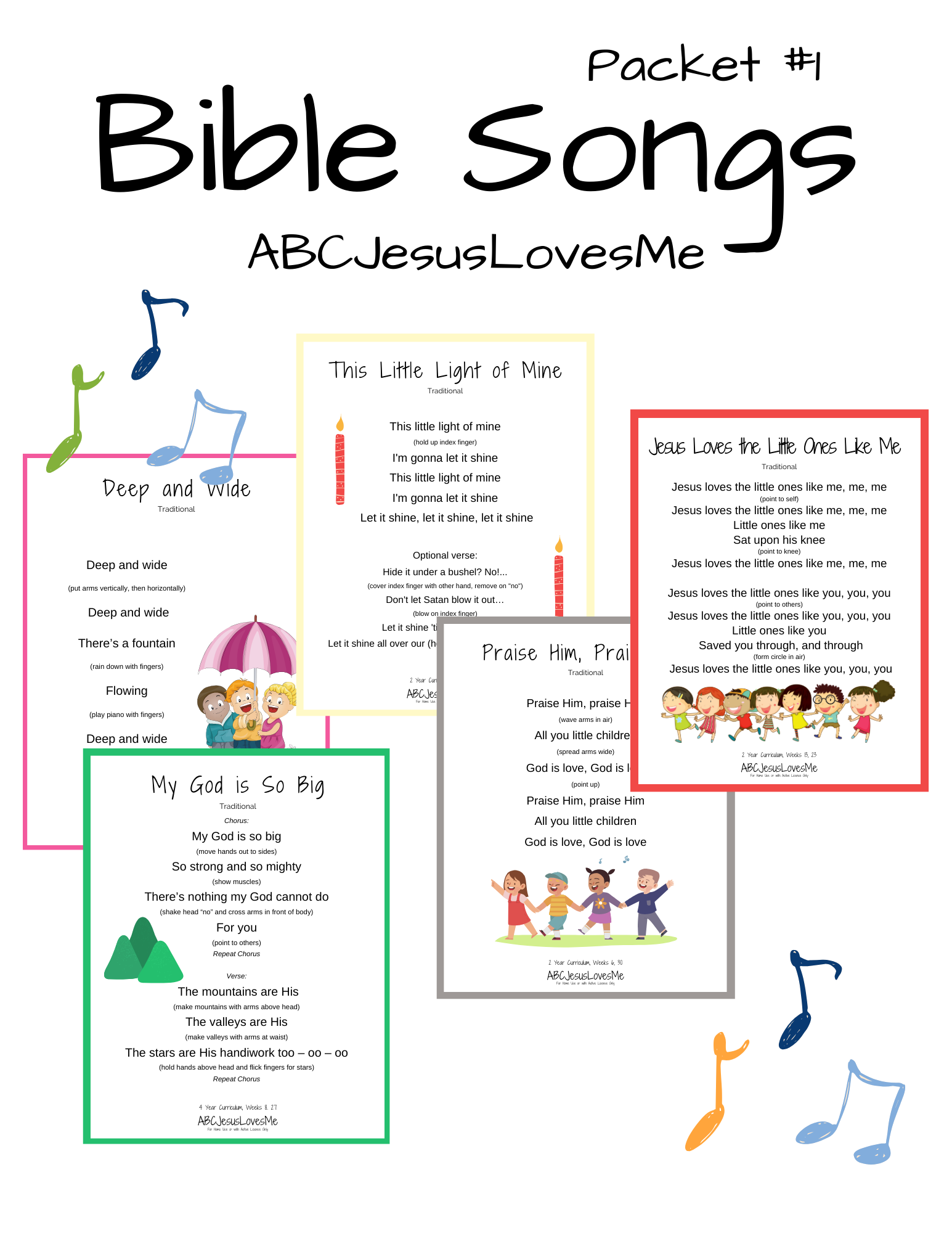 Bible Song Packet 1 ABCJesusLovesMe Bible Song Packet 1 ABCJesusLovesMe