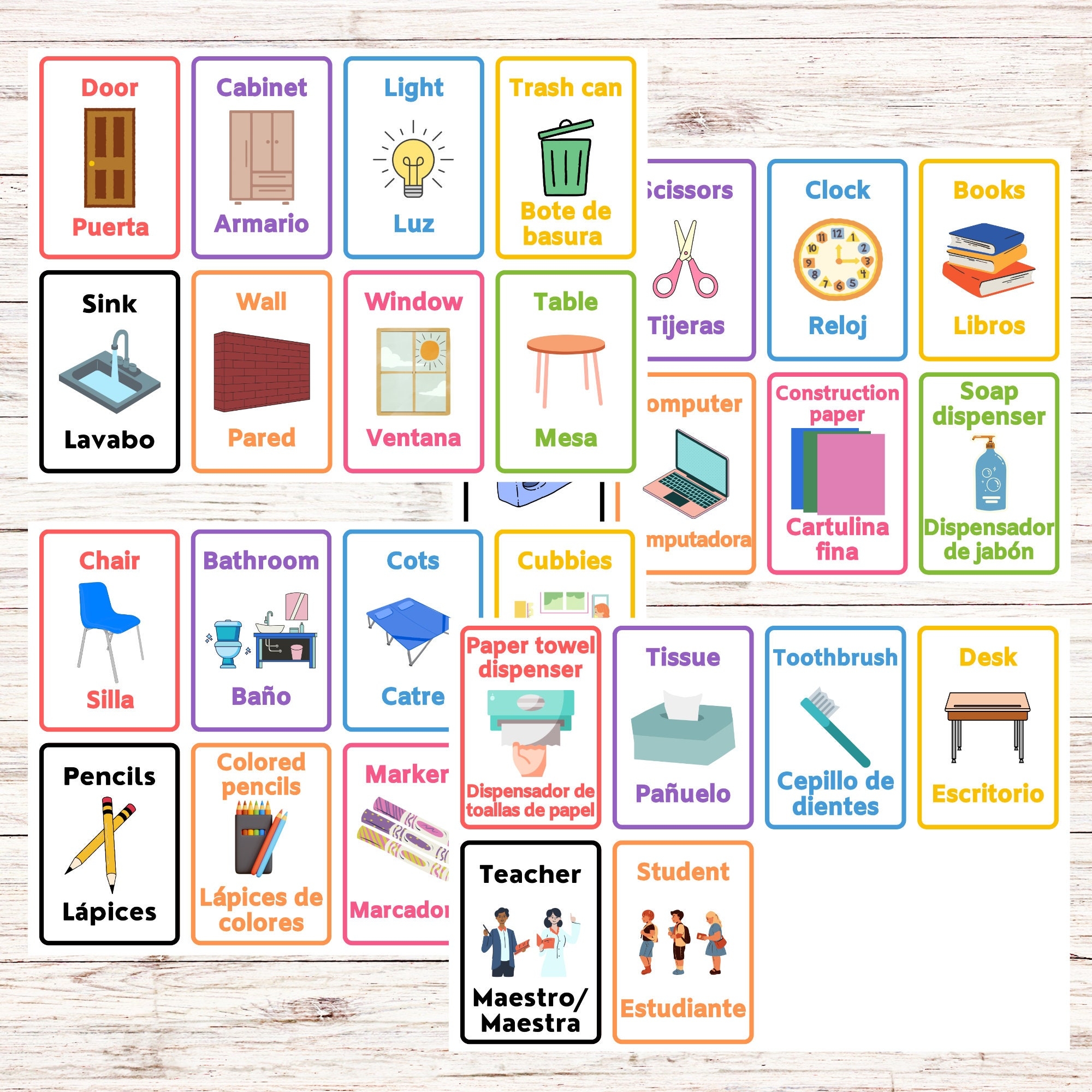 Bilingual Classroom Labels And Rules spanish And English 