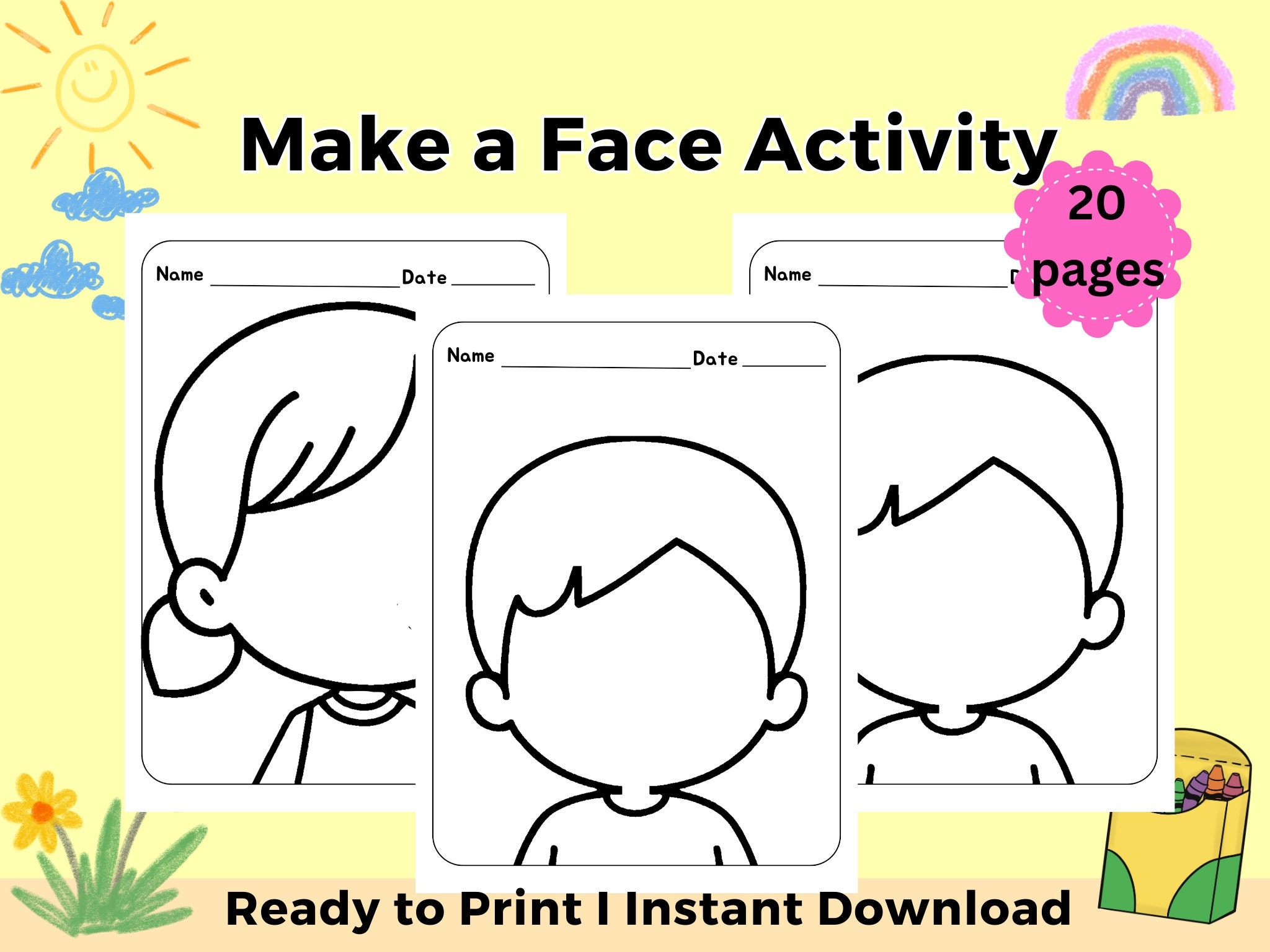 Printable Make A Face Preschool