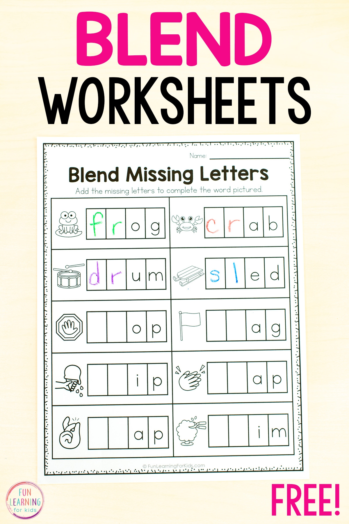 Free Printable Final Blends Worksheets