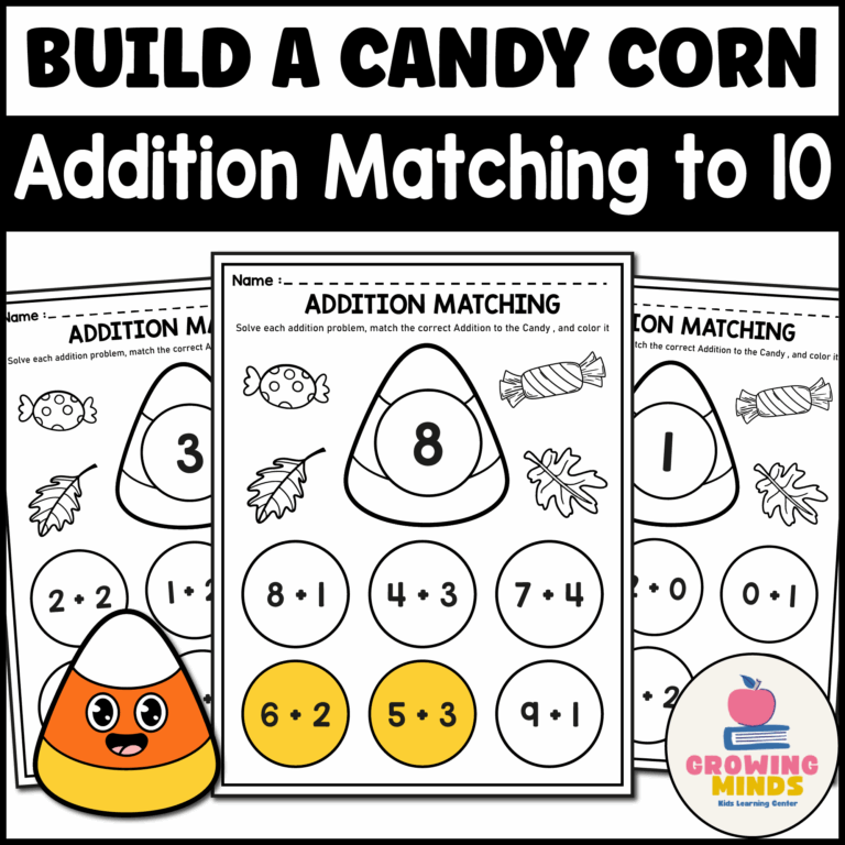 Build A Candy Corn Addition Matching To 10 Fun Fall Math
