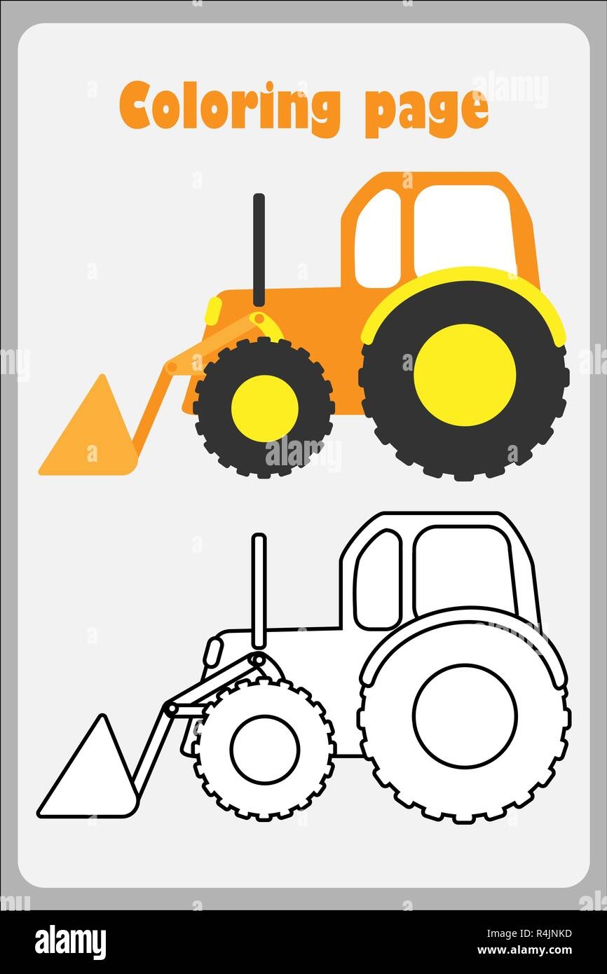 Bulldozer In Cartoon Style Coloring Page Education Paper Game For The Development Of Children Kids Preschool Activity Printable Worksheet Vector Stock Vector Image U0026 Art Alamy