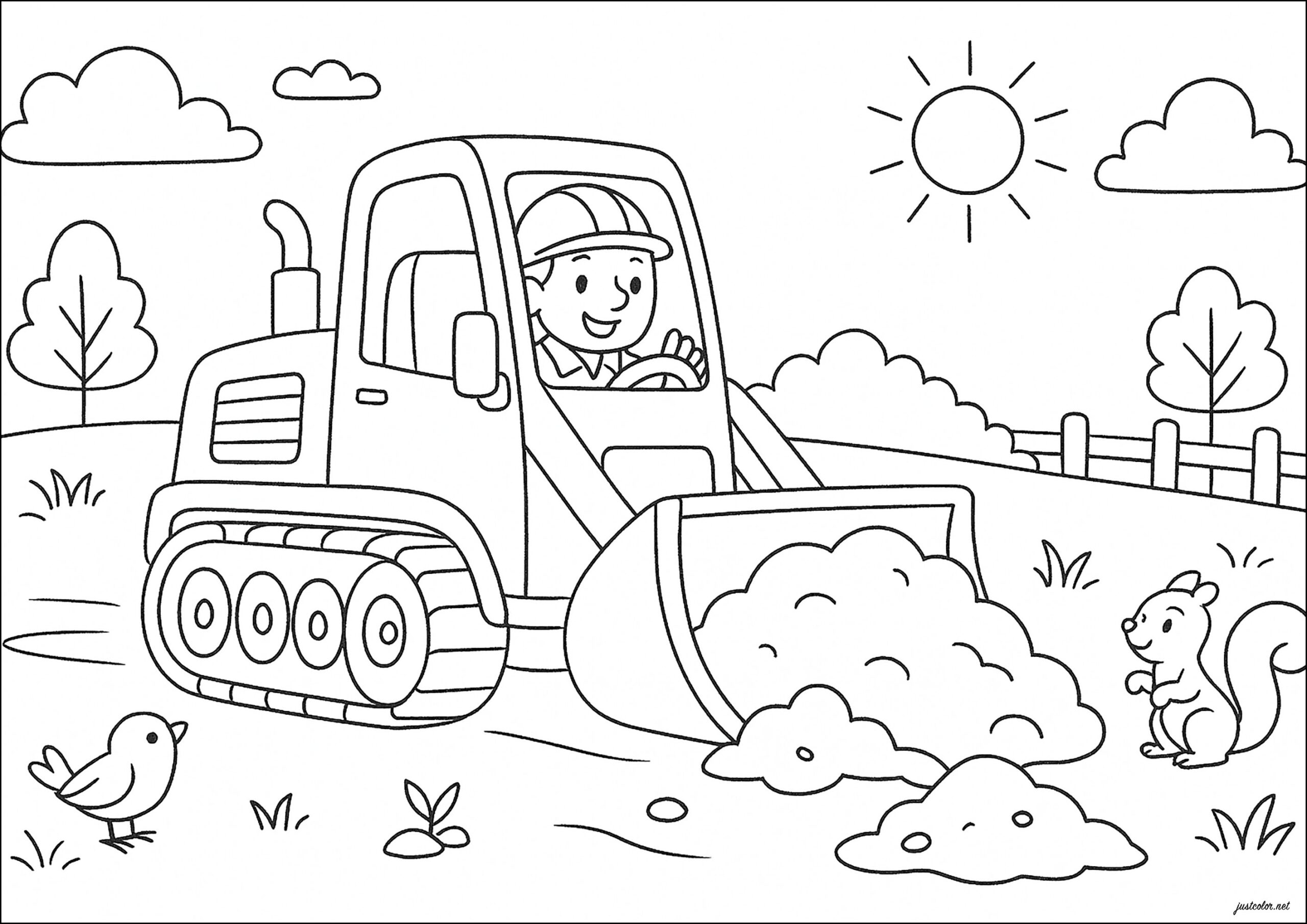 Bulldozer Vehicles Coloring Pages