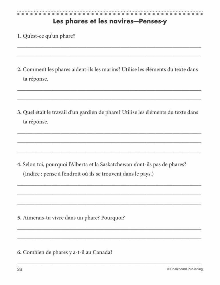 Canadian French Daily Reading Comprehension Grade 2 EBook Worksheets Library