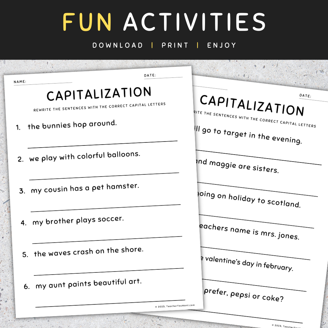 Free Printable Capitalization Worksheets 2nd Grade Free Printable Capitalization Worksheets 2nd Grade