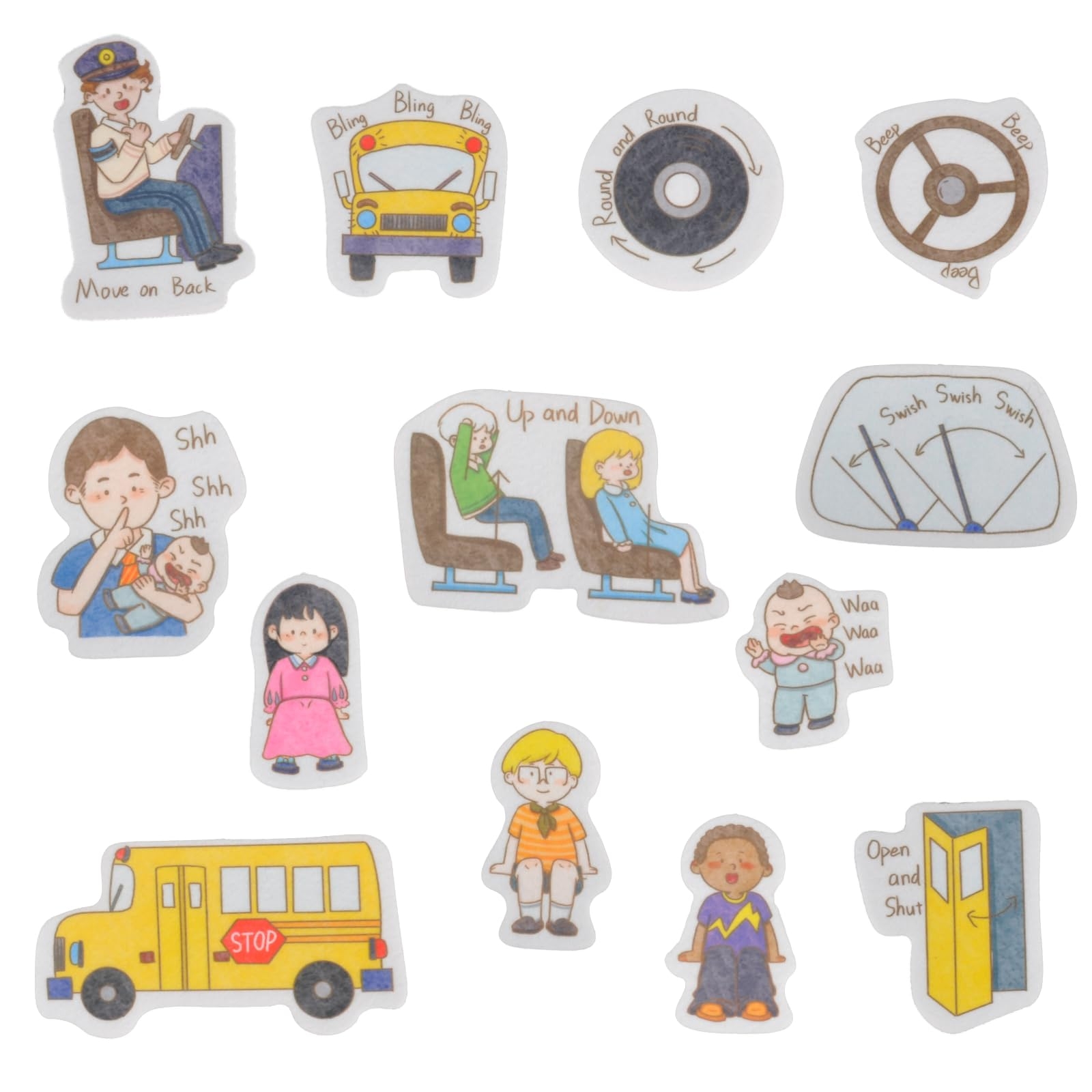 CHEFAN Pre Cut Felt Piece Felt Board Story Pieces Wheels On School Bus Flannel Board Story Pieces For Preschool Toddlers Amazon ca Toys U0026 Games