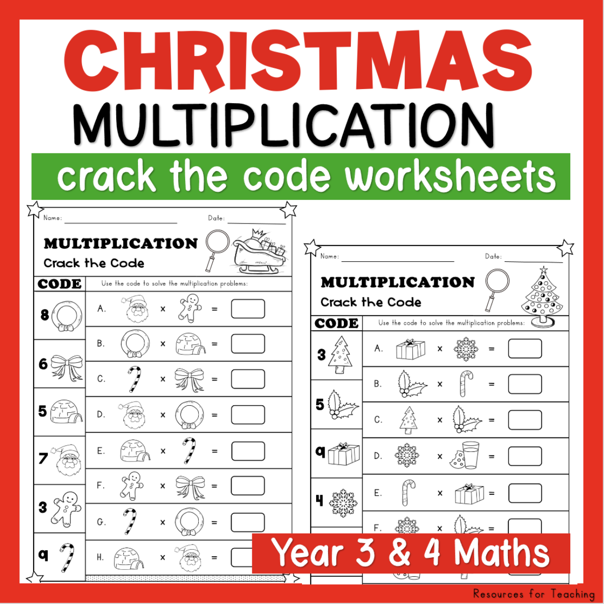 Christmas Crack The Code Multiplication Worksheets Resources For Teaching Australia