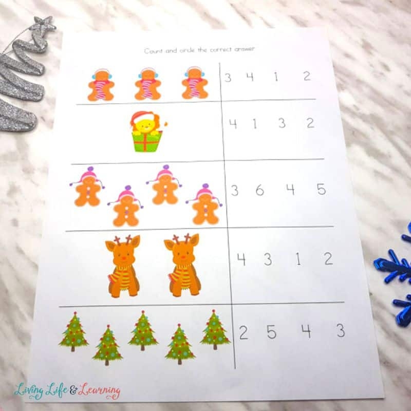 Christmas Math Preschool Worksheets