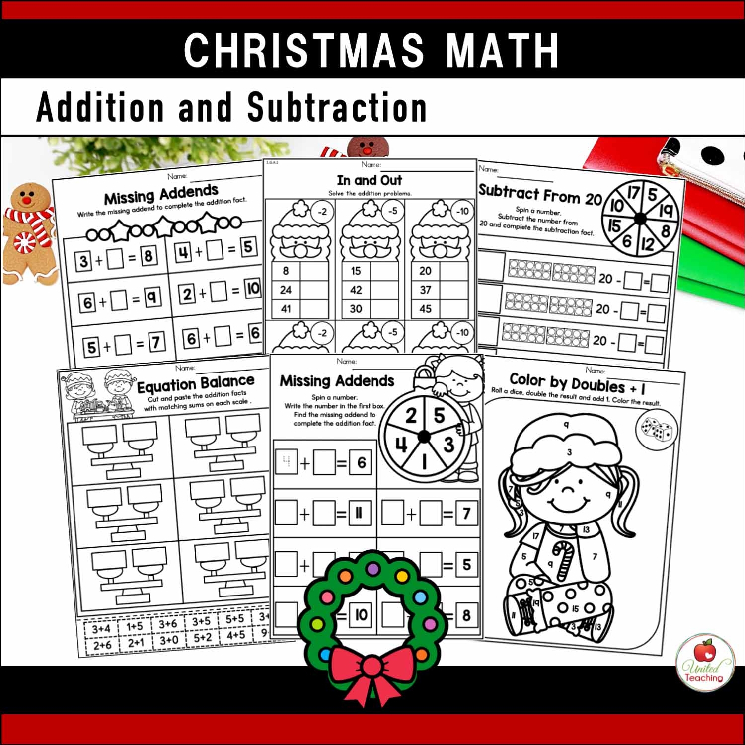 Christmas Math Activities 1st Grade Packet United Teaching