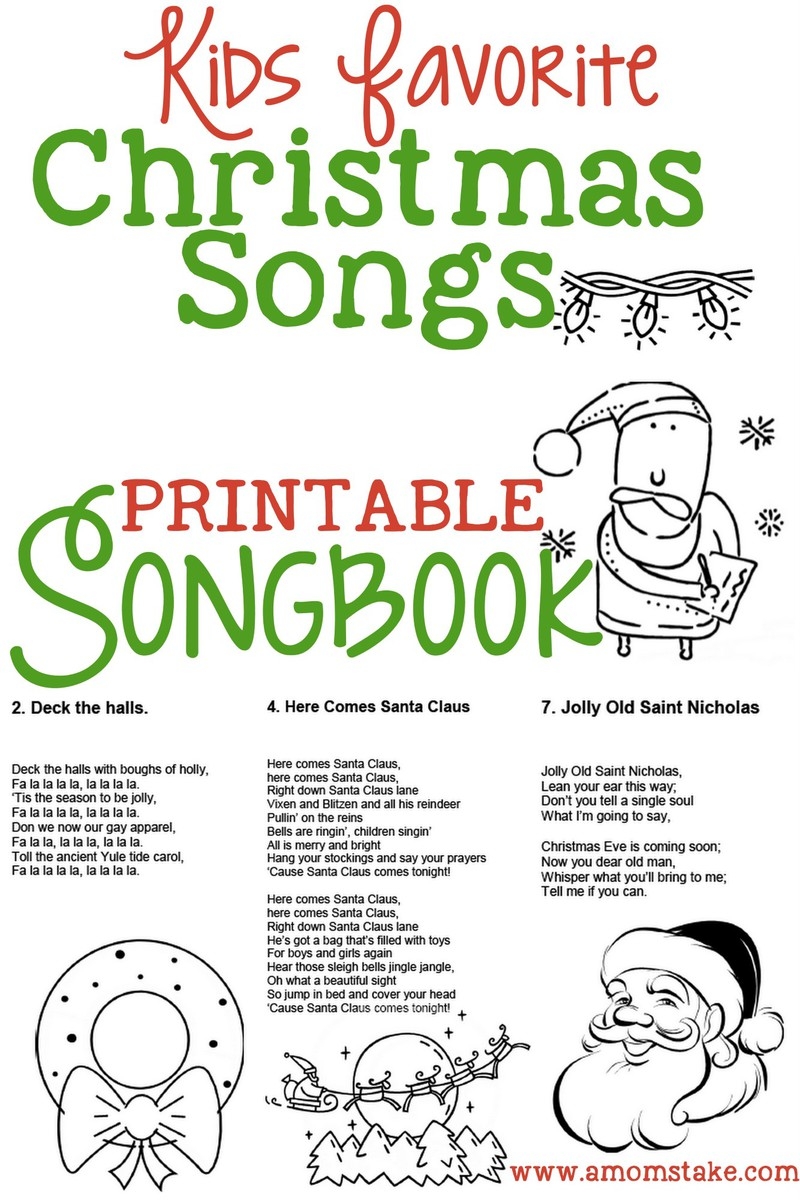 Christmas Songs For Kids Free Printable Songbook A Mom s Take