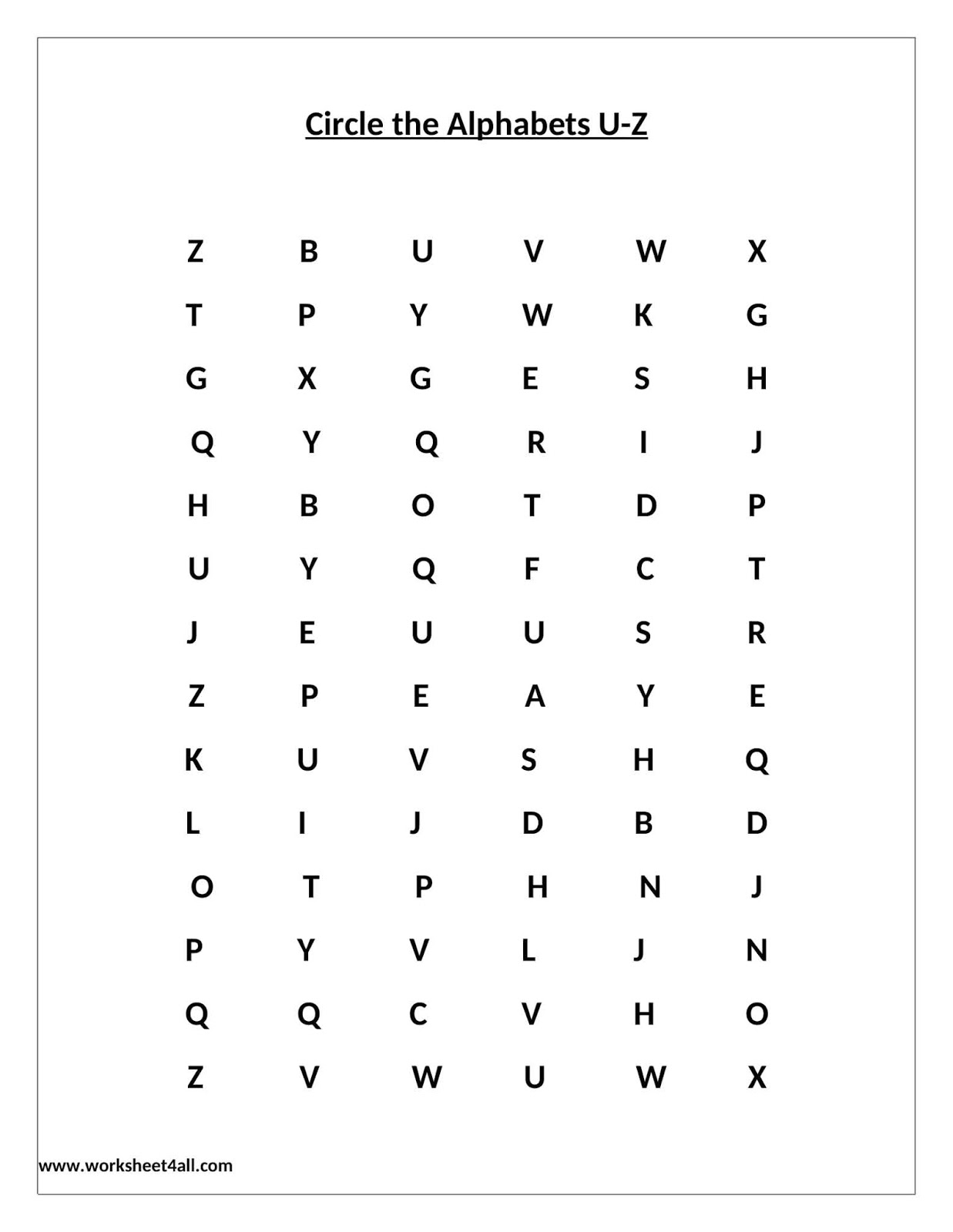 Circle The Letters Worksheet Alphabet In Circle Worksheet4All Circle The Letters Worksheet Alphabet In Circle Worksheet4All