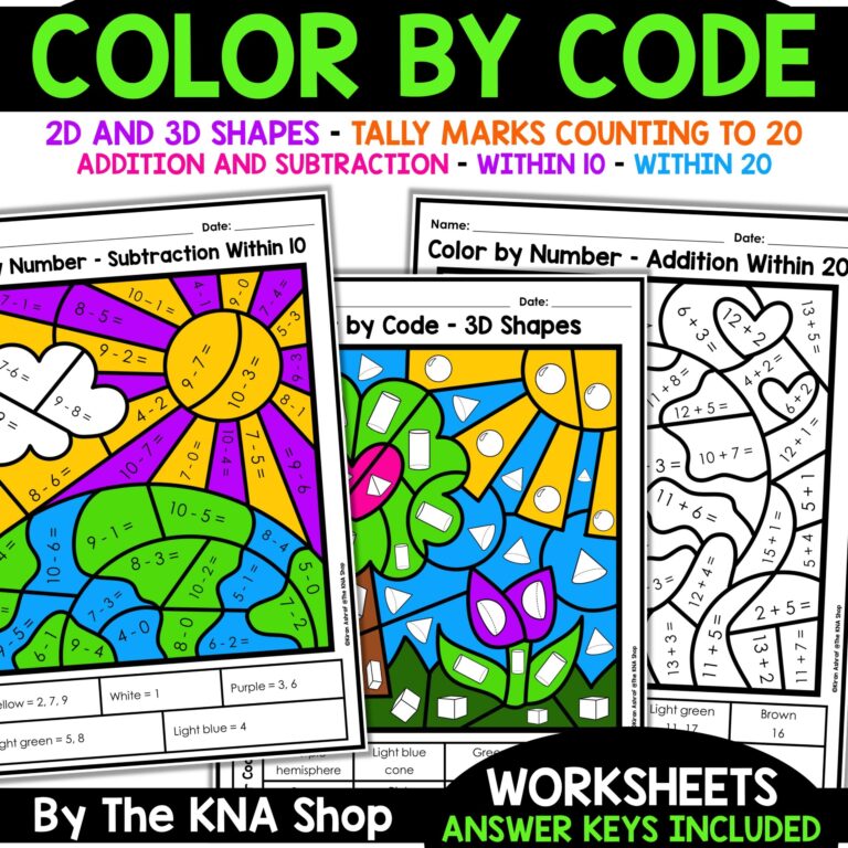 Color By Number Addition And Subtraction Shapes Made By Teachers