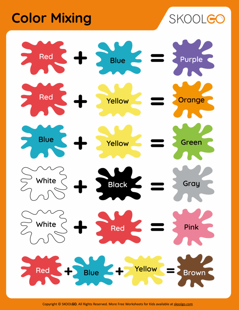 Color Mixing Free Worksheet SKOOLGO