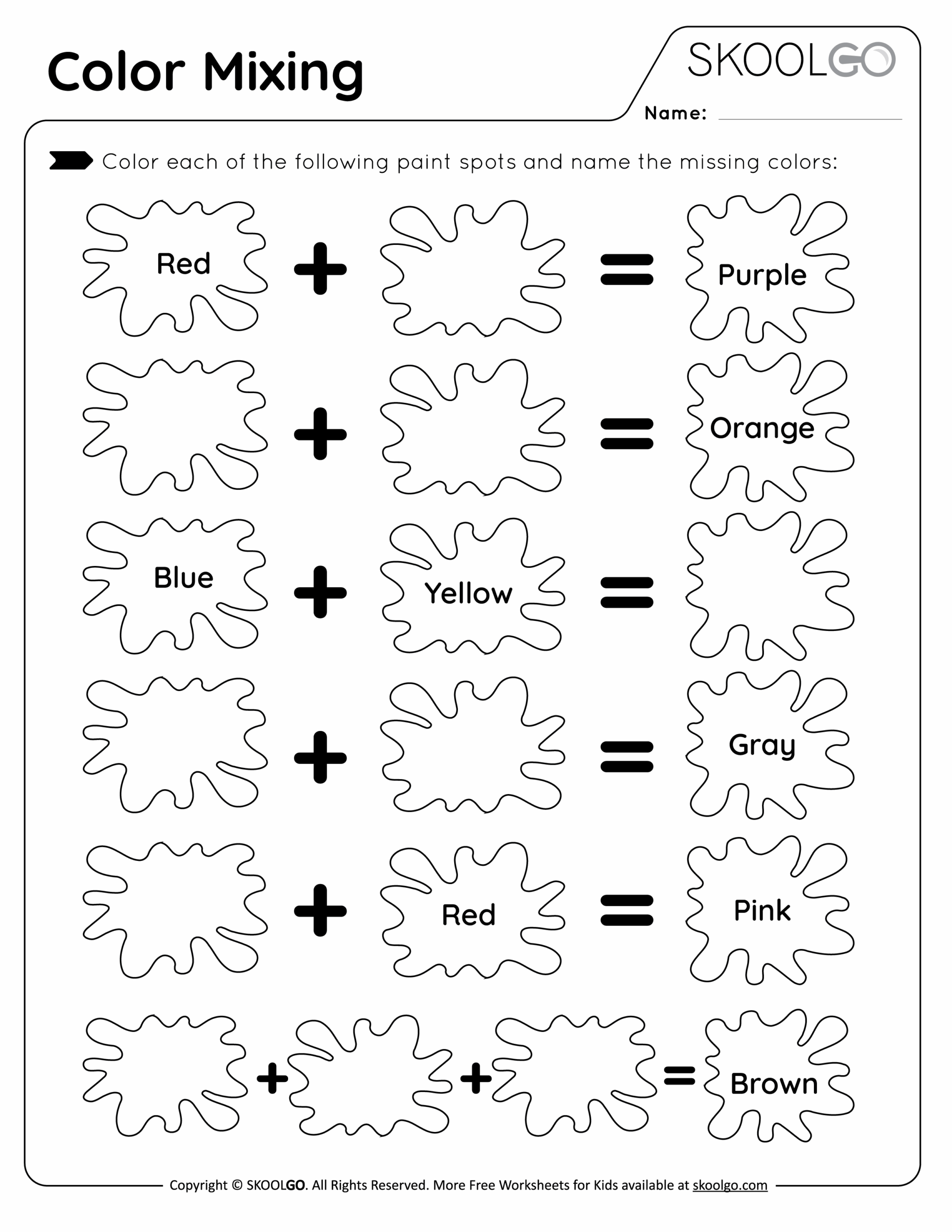 Color Mixing Free Worksheet SKOOLGO Worksheets Library