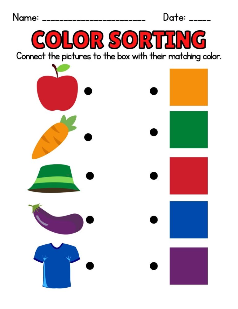 Color Sorting Images To Colors Color Sheets Identification Of