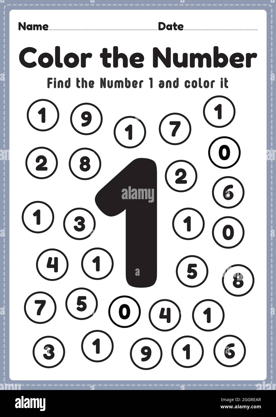 Coloring Numbers Number 1 Worksheet Math Printable Sheet For Preschool And Kindergarten Kids Activity To Learn Basic Mathematics Skills Stock Vector Image U0026 Art Alamy Coloring Numbers Number 1 Worksheet Math Printable Sheet For Preschool And Kindergarten Kids Activity To Learn Basic Mathematics Skills Stock Vector Image U0026 Art Alamy