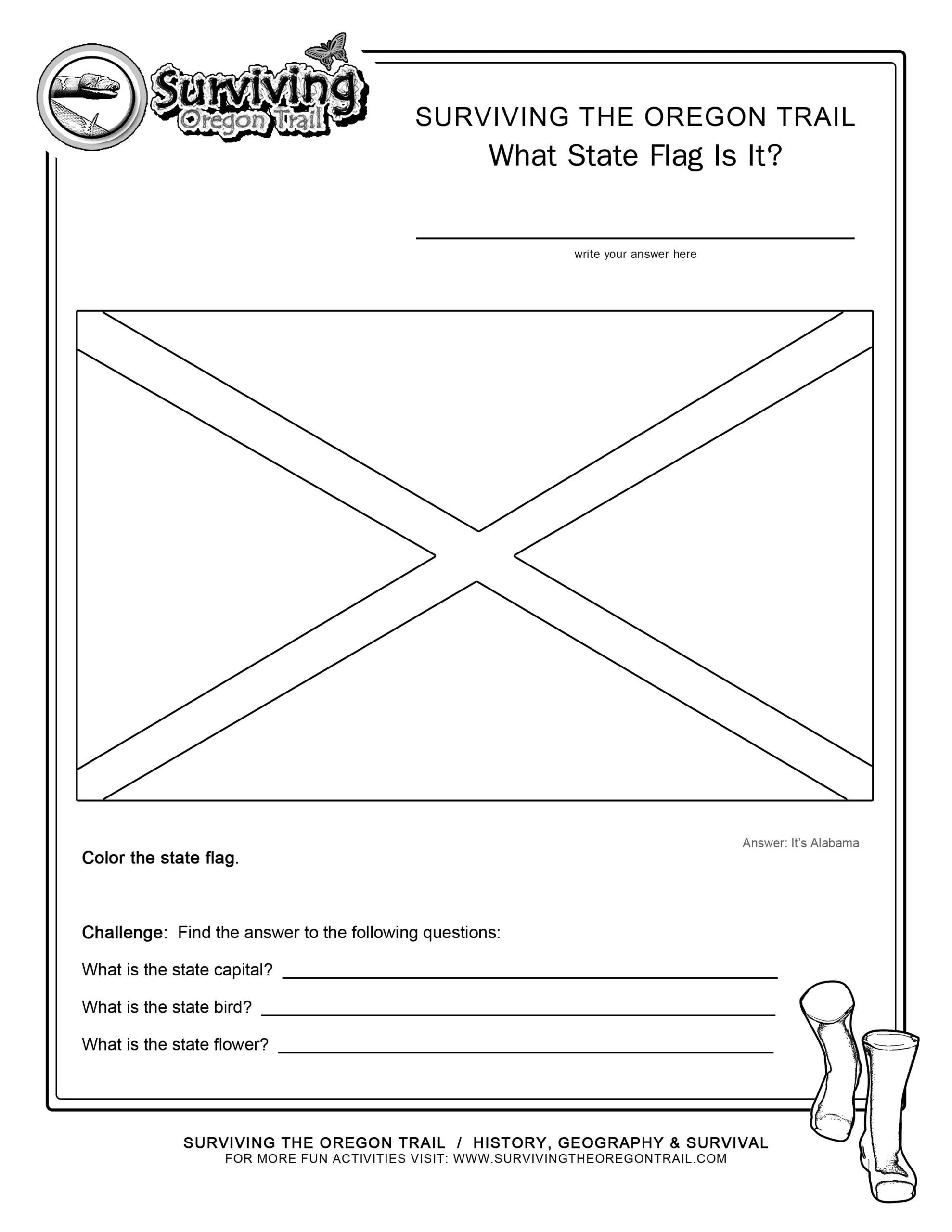 Coloring Page State Flag Alabama Printable Worksheet Surviving The Oregon Trail Coloring Page State Flag Alabama Printable Worksheet Surviving The Oregon Trail