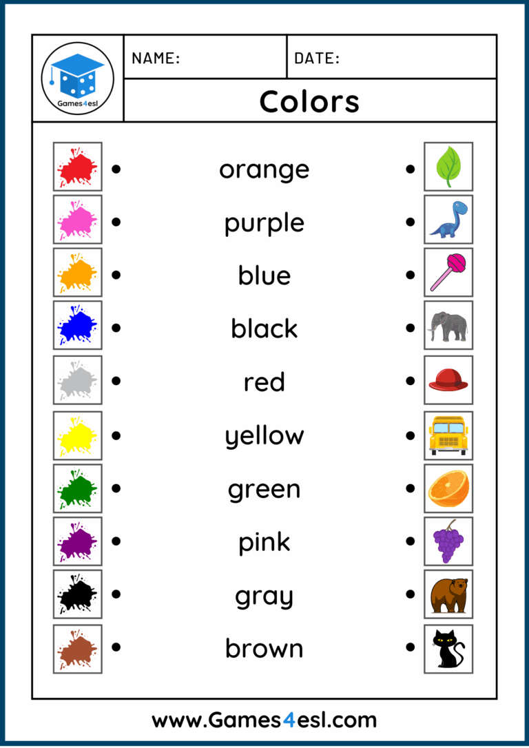 Colors Worksheets Free Worksheets For Teaching Colors Games4esl