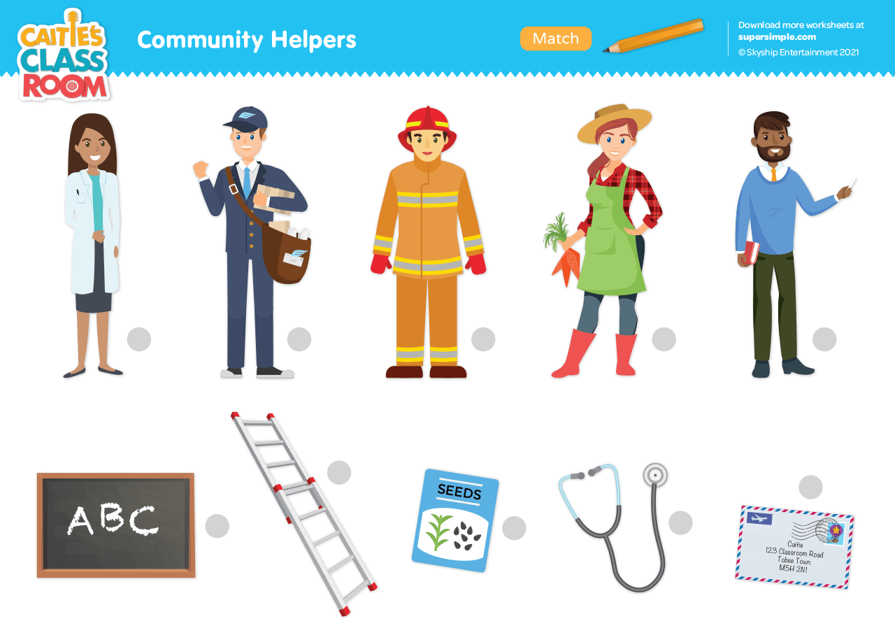 Community Helpers Worksheet Match Super Simple Community Helpers Worksheet Match Super Simple