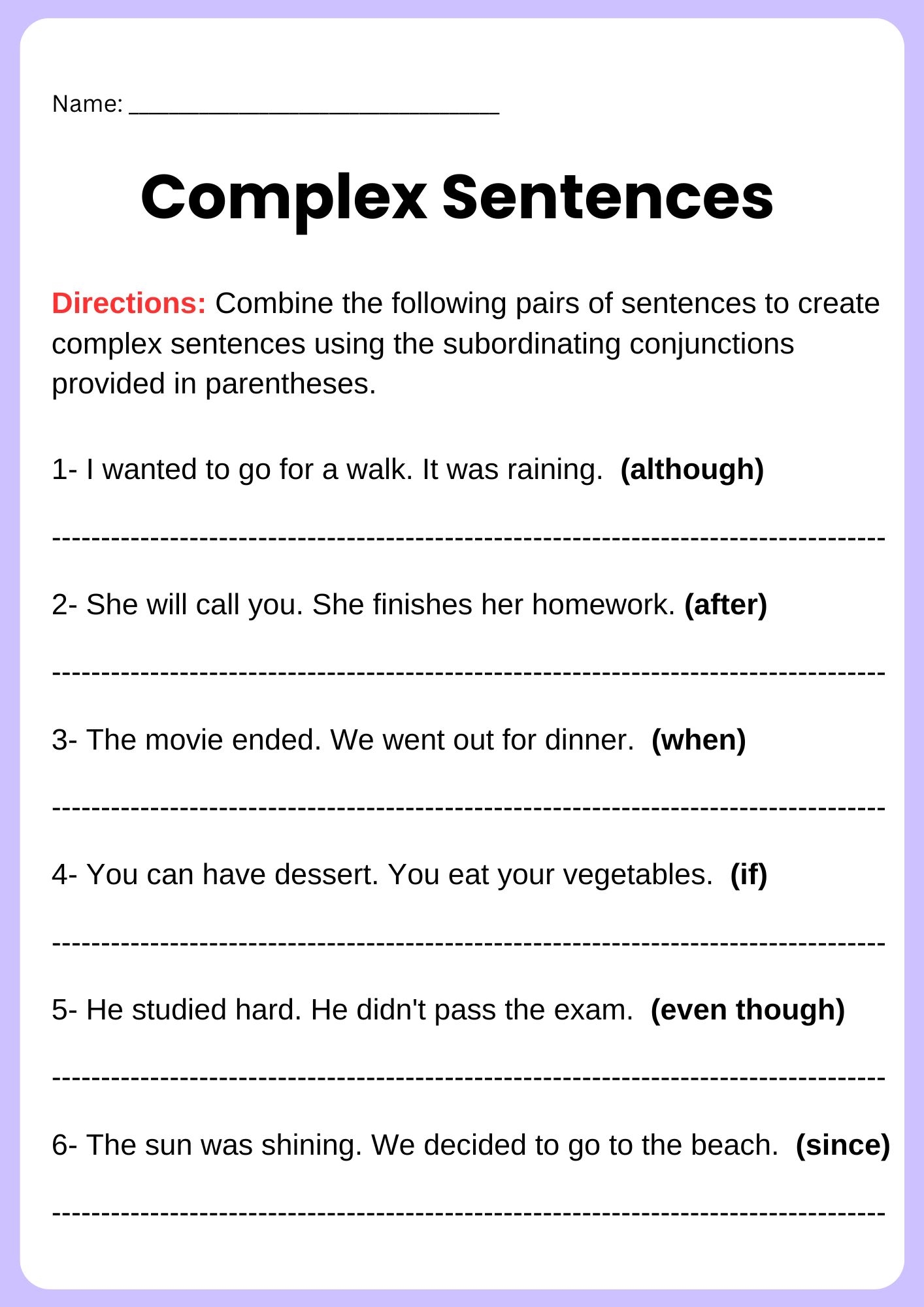 Complex Sentences Worksheets Grammar Practice Made By Teachers Complex Sentences Worksheets Grammar Practice Made By Teachers