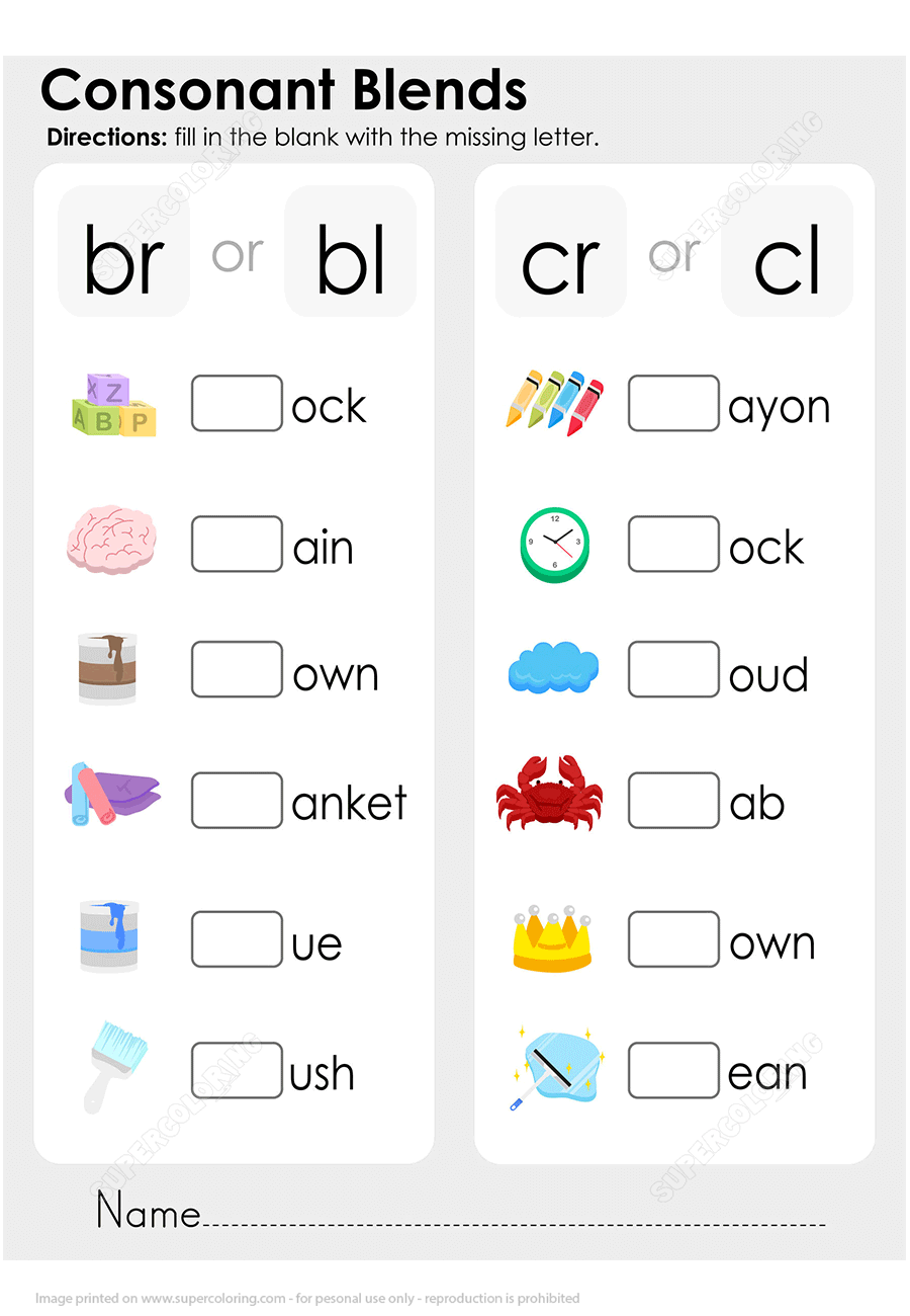 Consonant Blends Worksheets For Kindergarten Preschool Etsy Consonant Blends Worksheets For Kindergarten Preschool Etsy