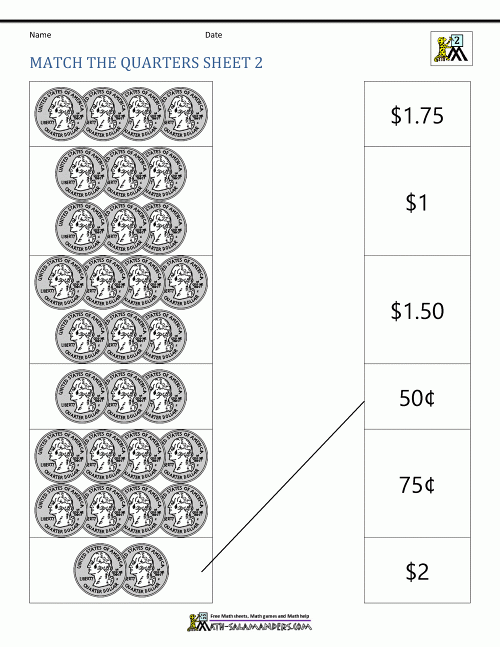 Counting Quarters Worksheet Counting Quarters Worksheet