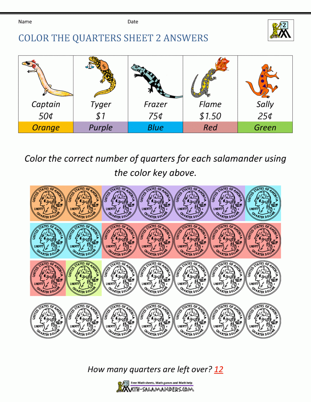 Counting Quarters Worksheet Counting Quarters Worksheet