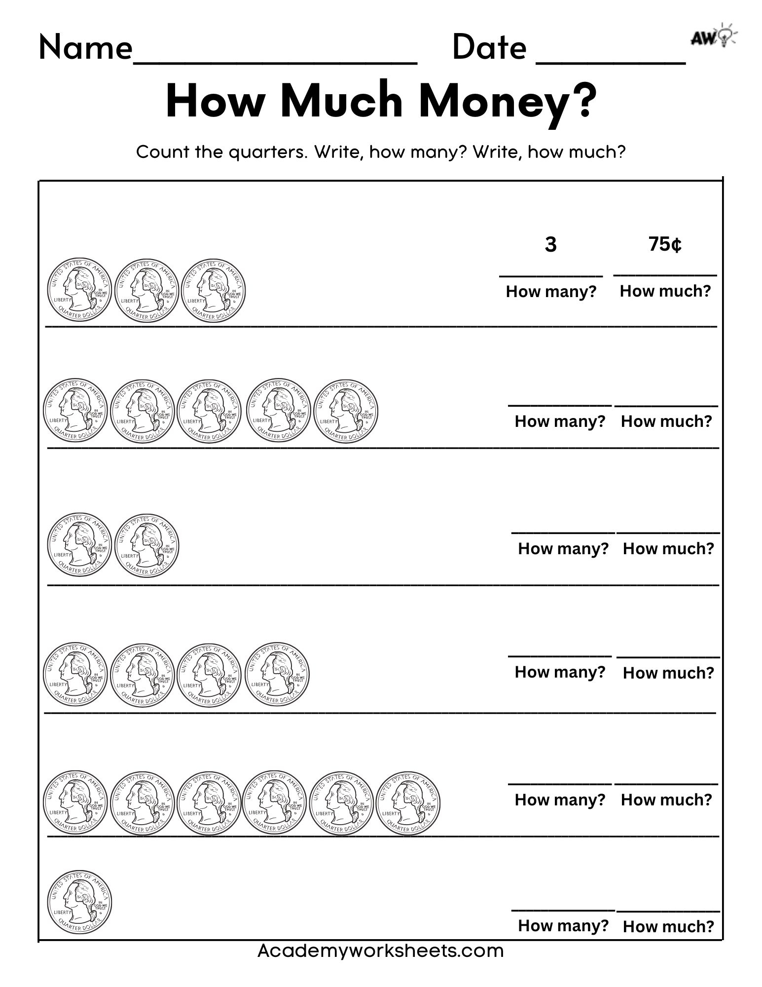 Counting Quarters Worksheet Learn The Value Of Coins Academy Counting Quarters Worksheet Learn The Value Of Coins Academy