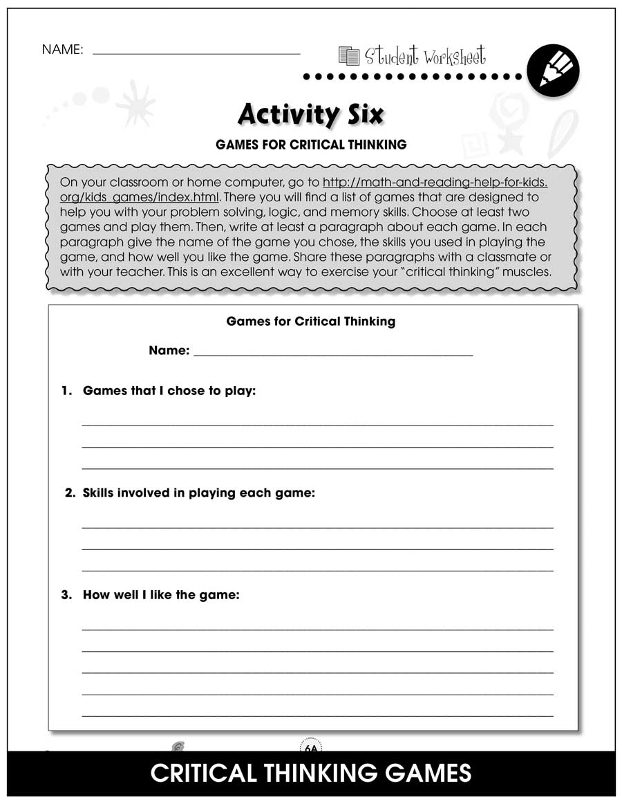 Critical Thinking Worksheet Grades 6 8 Deductive Reasoning Worksheets Library