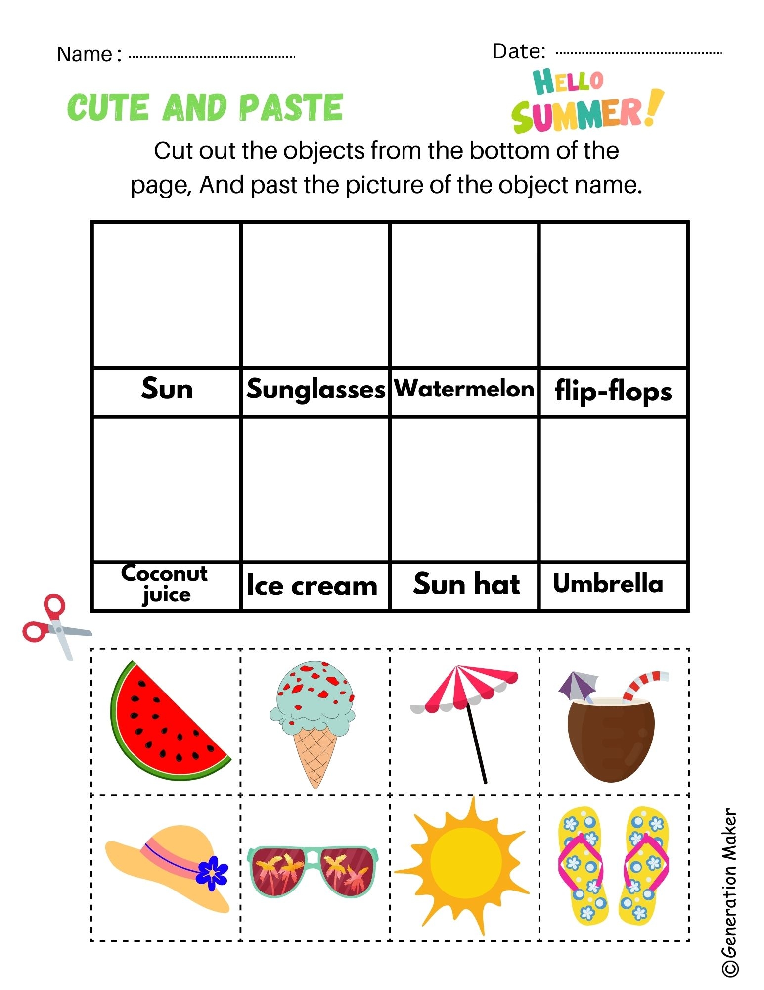Cut And Paste Worksheets Free Printables