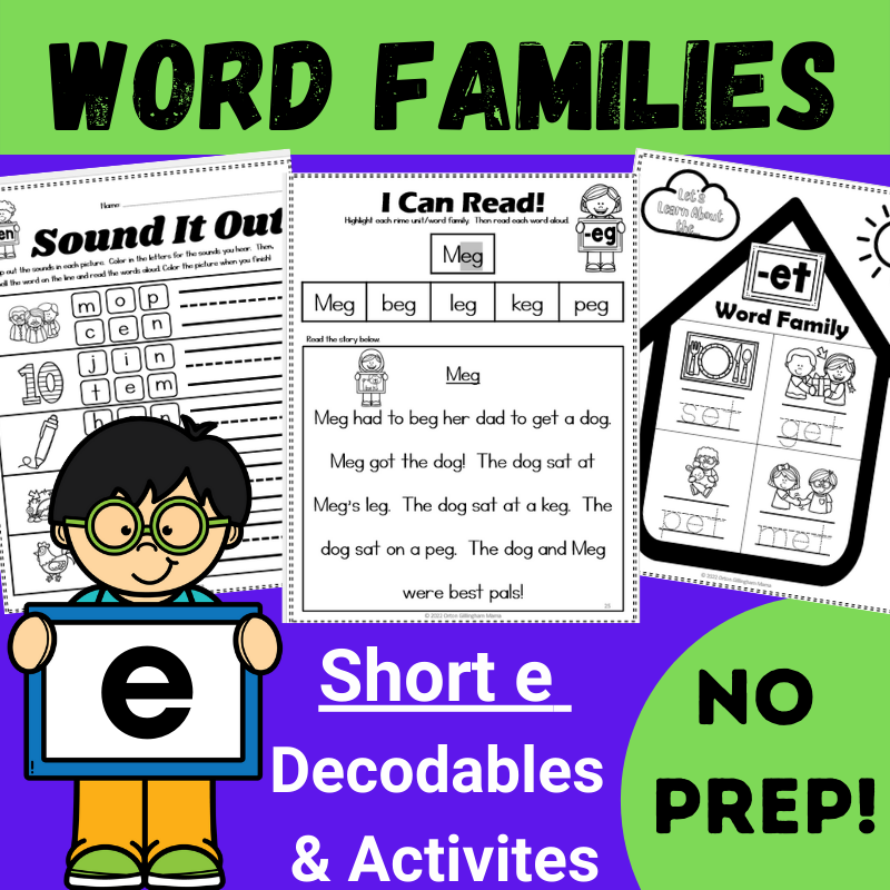 CVC Words Kindergarten Worksheets Short E Word Families Orton CVC Words Kindergarten Worksheets Short E Word Families Orton
