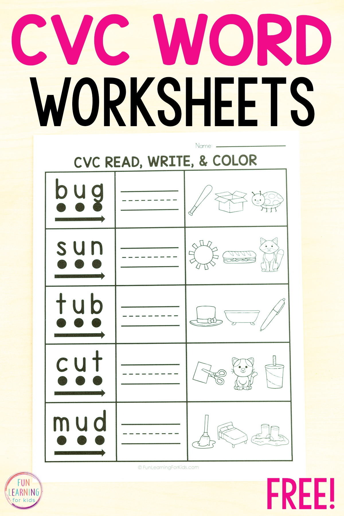 Cvc Words Worksheets Kindergarten Cvc Words Worksheets Kindergarten