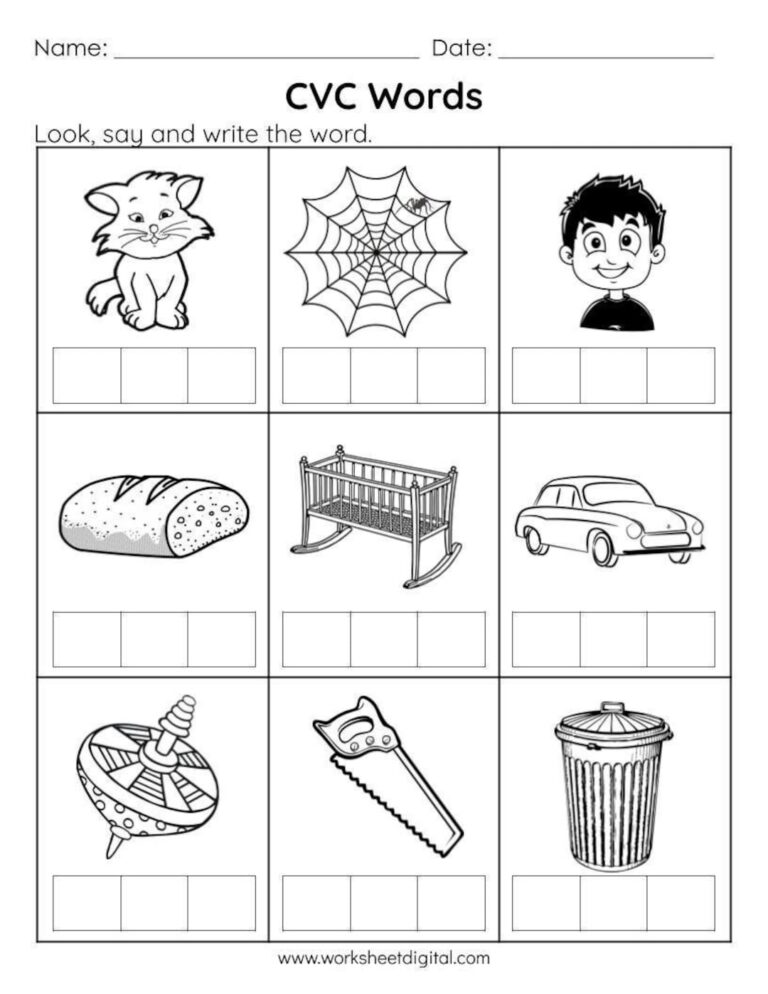 CVC Words Say And Write The CVC Words Phonics Worksheets Kindergarten Preschool Homeschool Printables With Answers Etsy