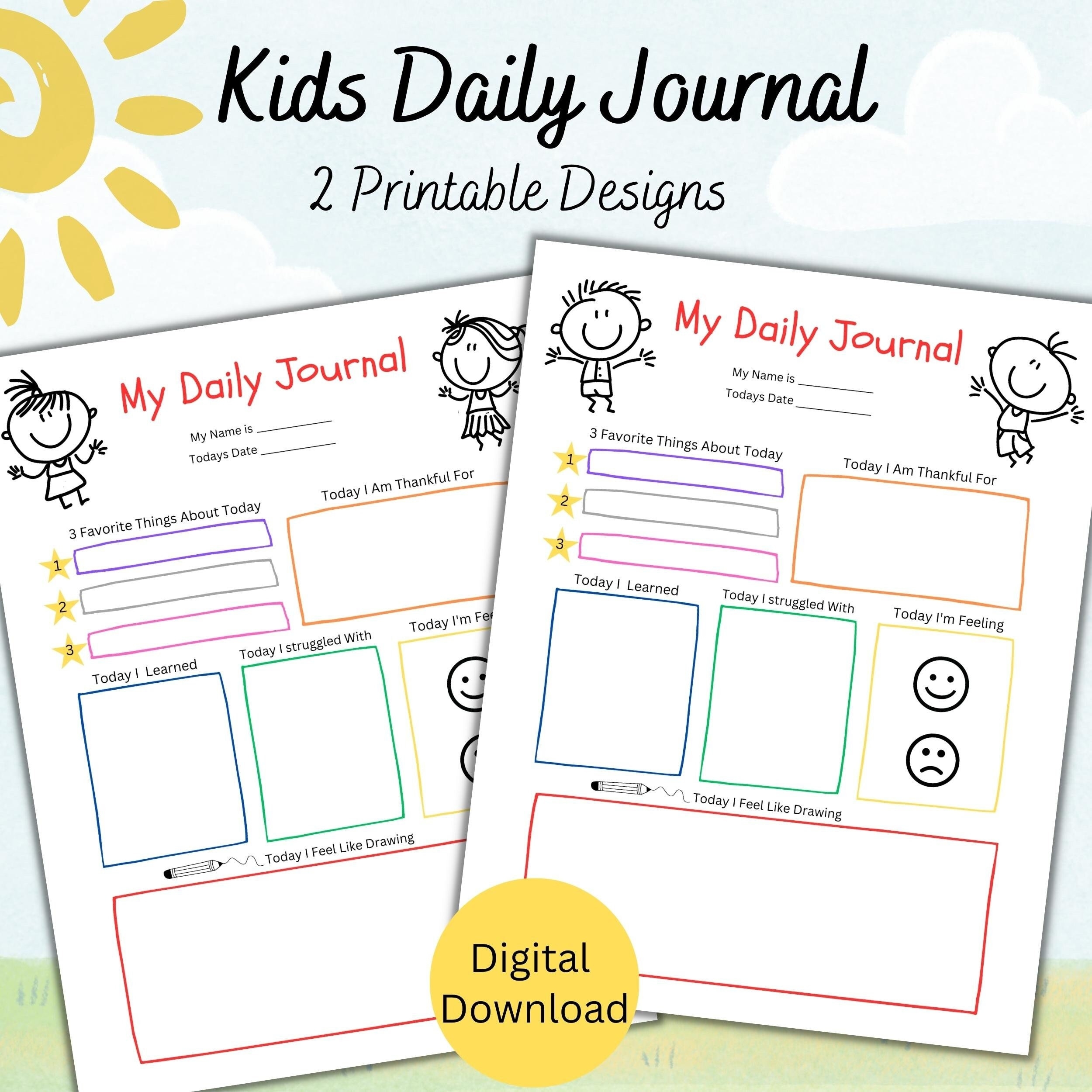 Daily Journal Pages Kids Children s Printables Journal Prompts 