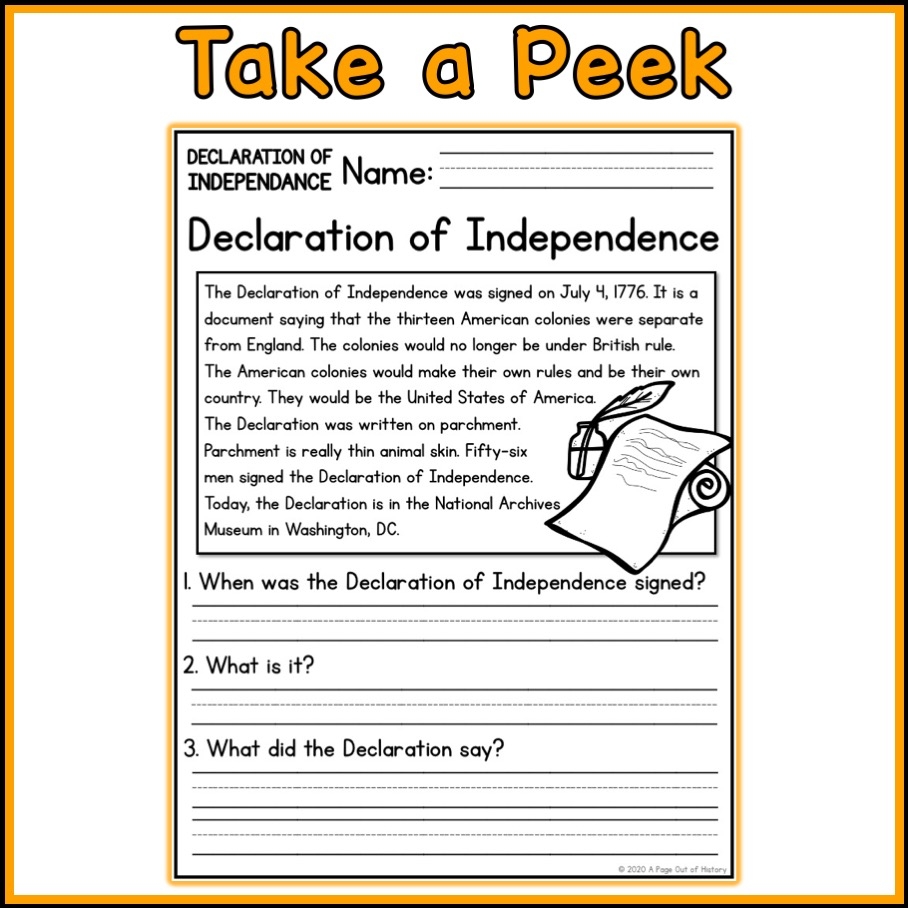 Declaration Of Independence Social Studies Reading Comprehension Passages Declaration Of Independence Social Studies Reading Comprehension Passages