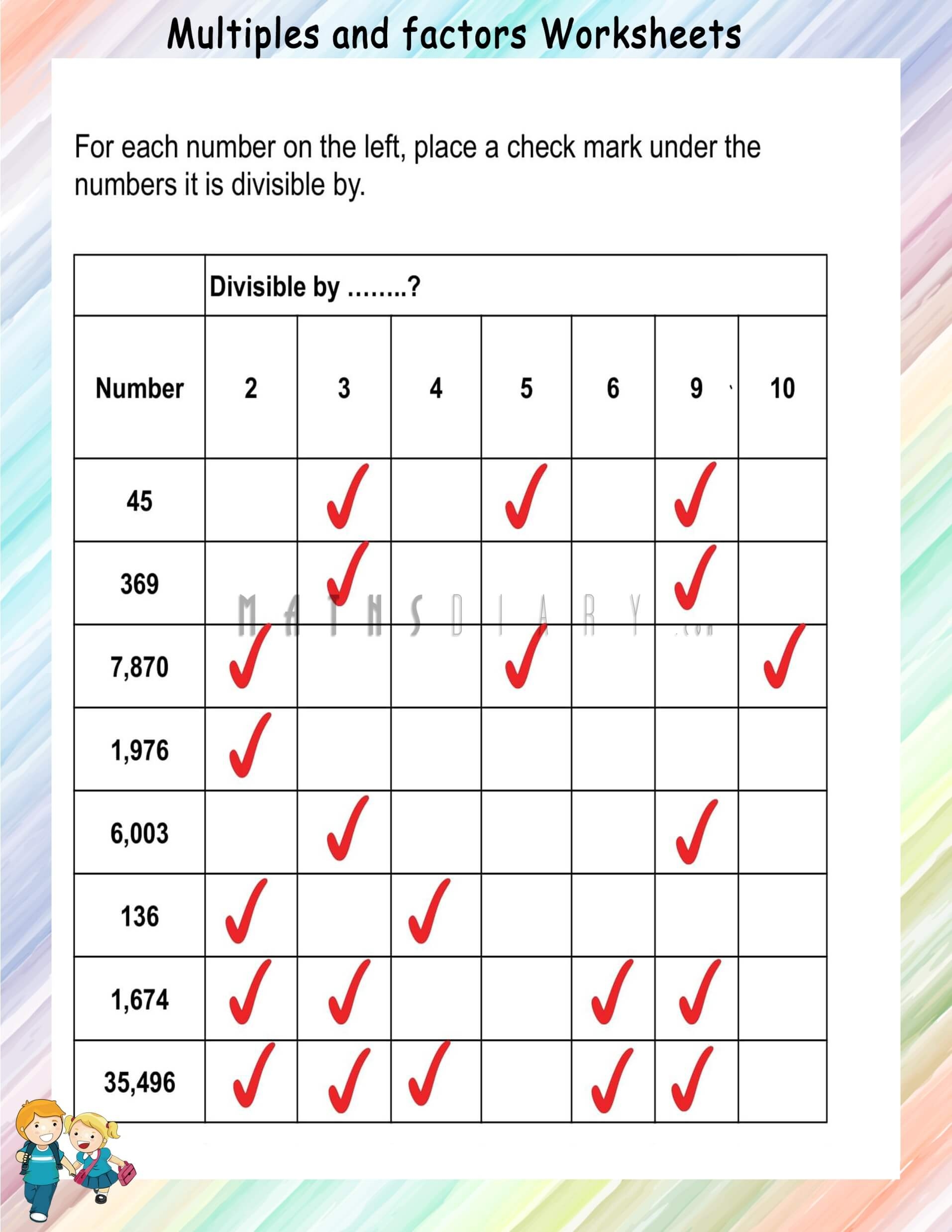 Divisibility Rules Worksheets Math Worksheets MathsDiary Worksheets Library