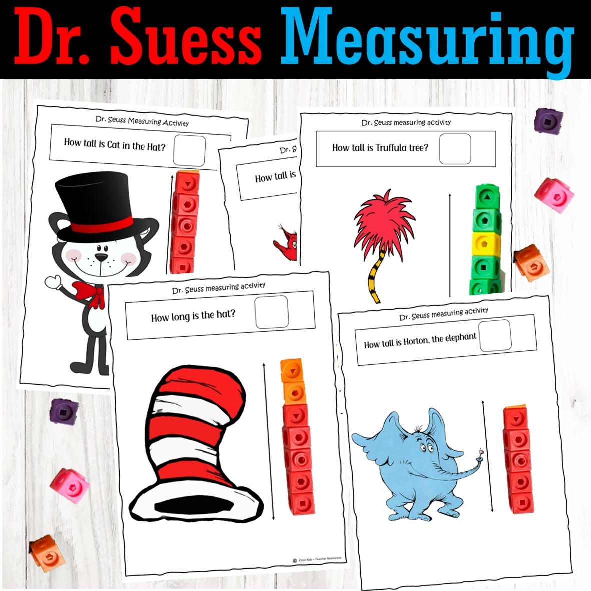 Dr Seuss Measuring Math Activity For Read Across America Week Zippi Kids