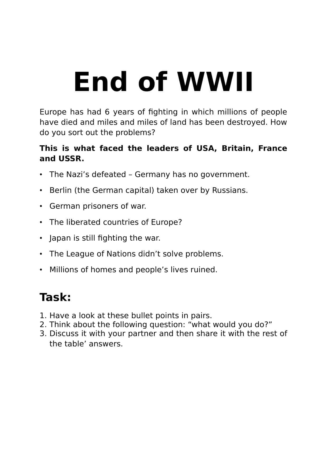 End Of WWII Activity Worksheet History Resources Worksheets Library End Of WWII Activity Worksheet History Resources Worksheets Library