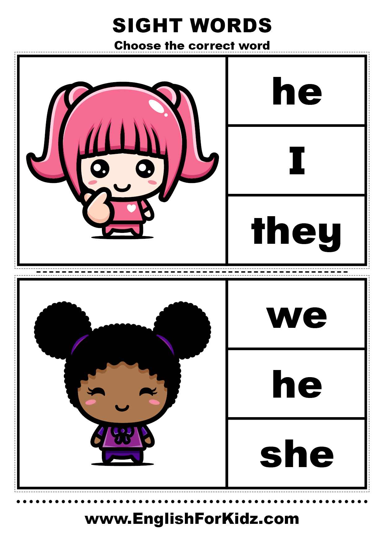 Sight Word She Worksheets For Kindergarten
