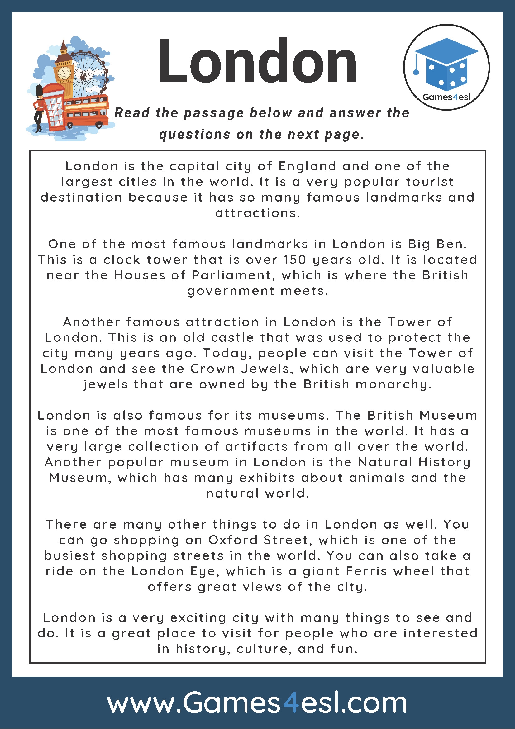 ESL Reading Comprehension And Questions Worksheet 4 Worksheets Library ESL Reading Comprehension And Questions Worksheet 4 Worksheets Library