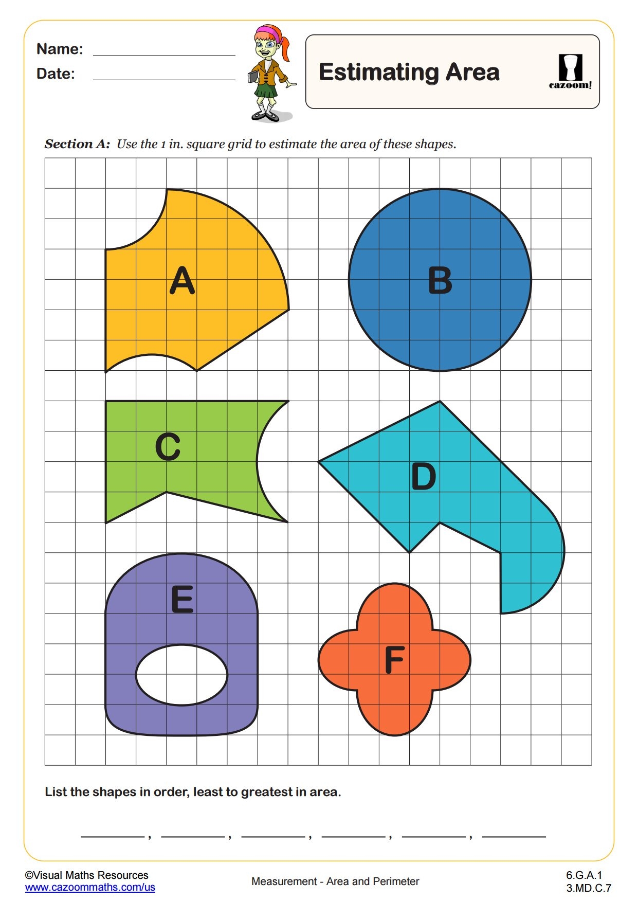 Estimating Area PDF Printable Measurement Worksheets