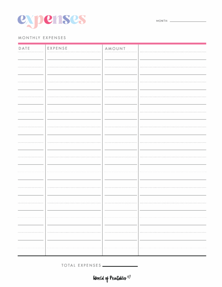 Expense Tracker Templates World Of Printables