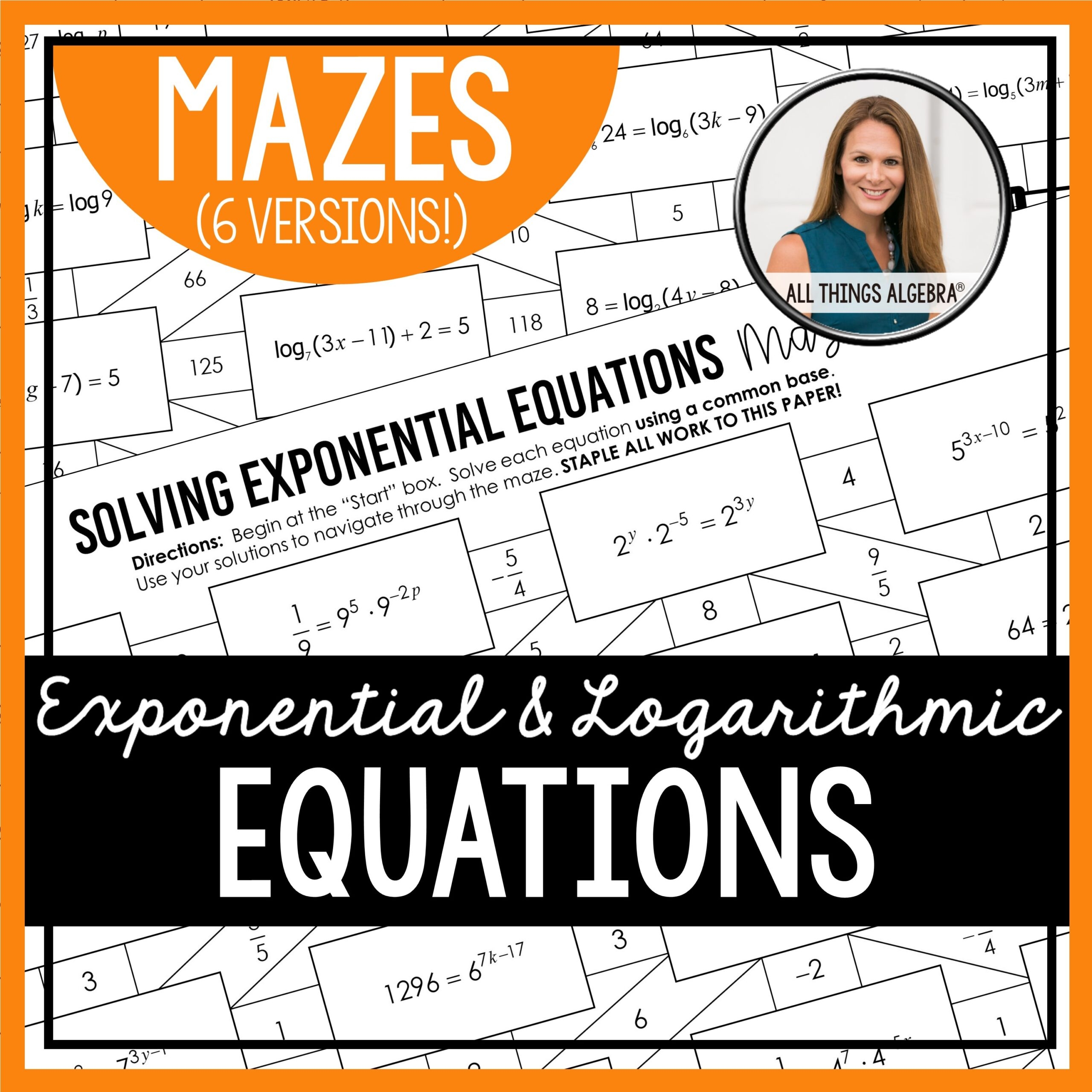 Exponential U0026 Logarithmic Equations Mazes