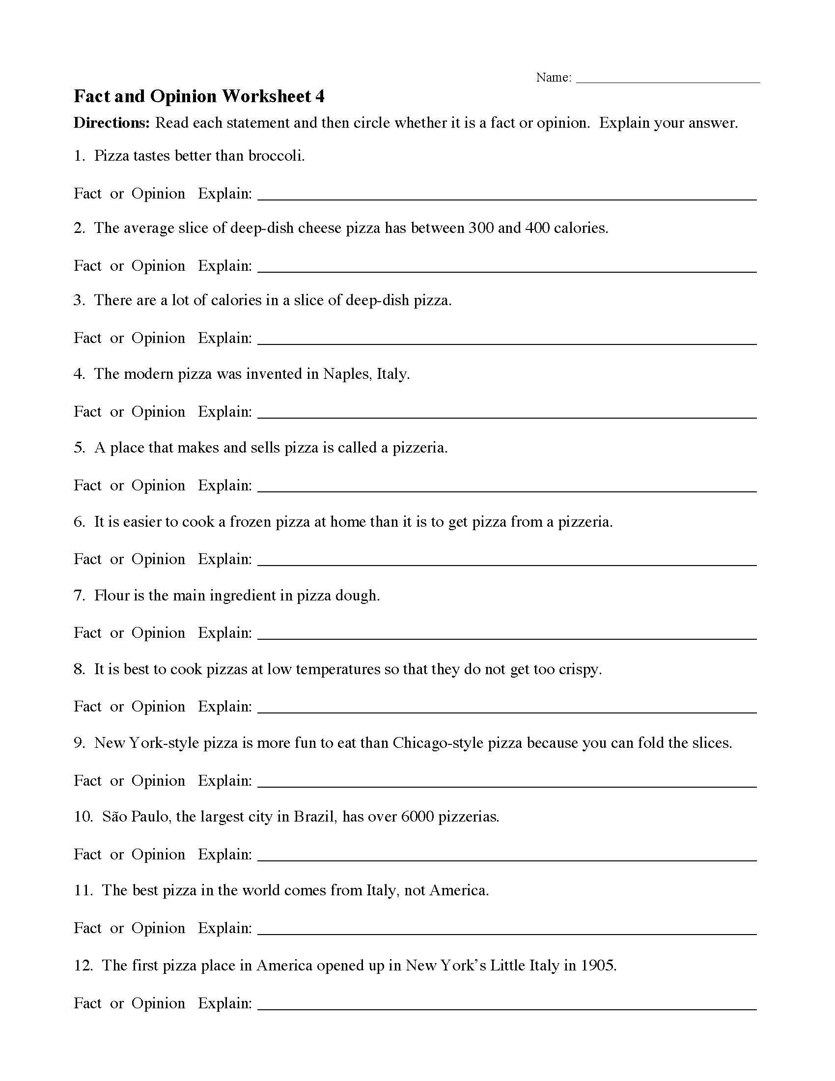 Fact And Opinion Worksheets Reading Comprehension