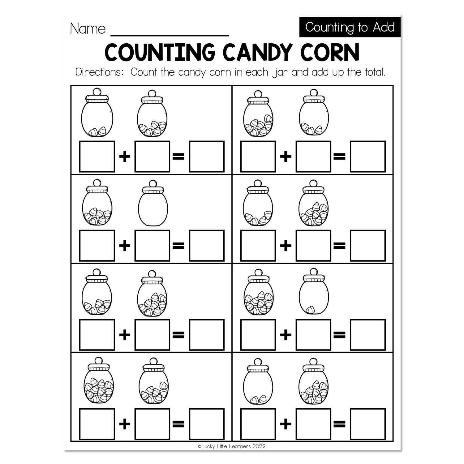 Candy Corn Math Worksheets