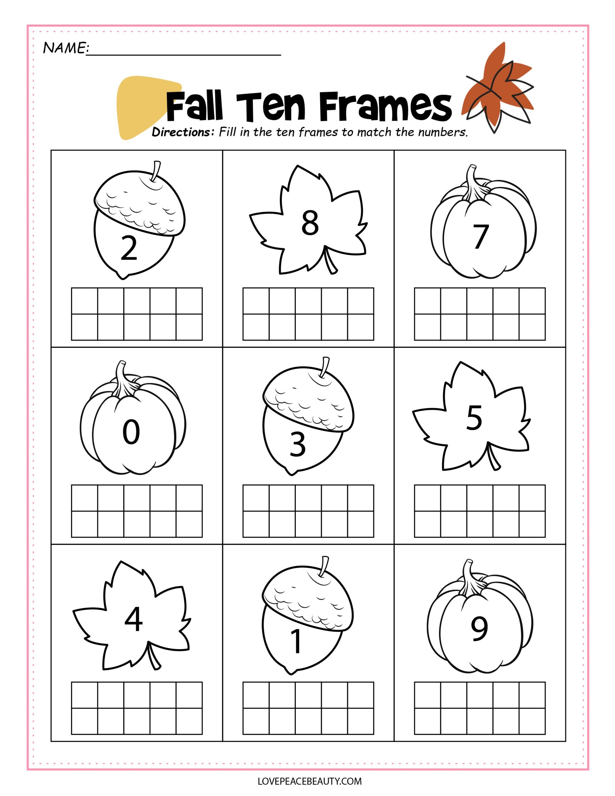 Fall Math Worksheets