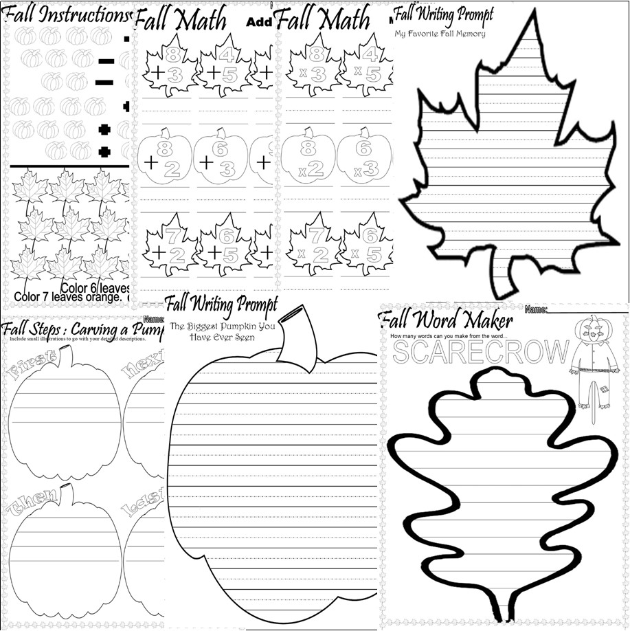 Fall NO PREP Worksheets Autumn Activities ELA Writing Vocabulary 