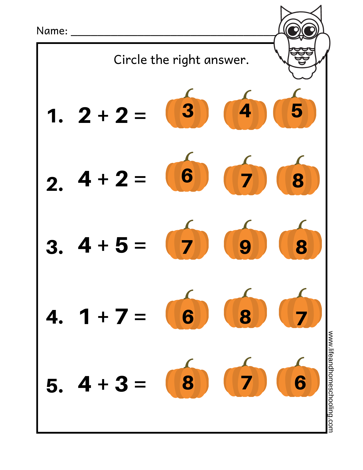 Kindergarten Level Math Worksheets
