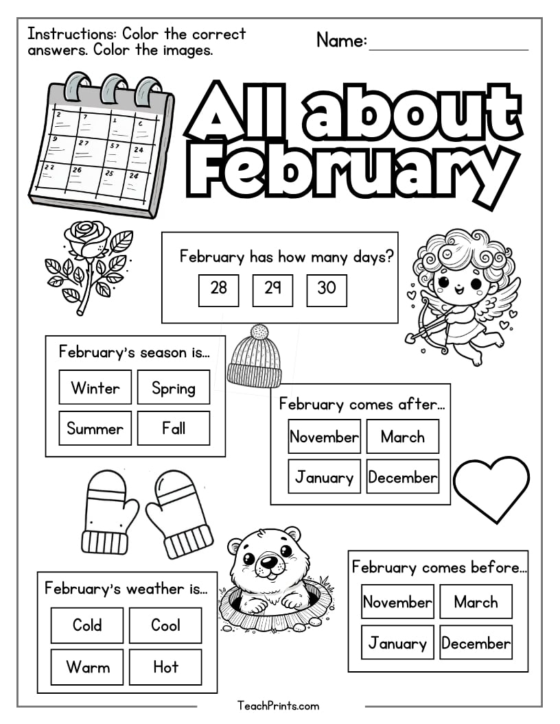 February Worksheets 7 Free PDF Printables Teach Prints February Worksheets 7 Free PDF Printables Teach Prints